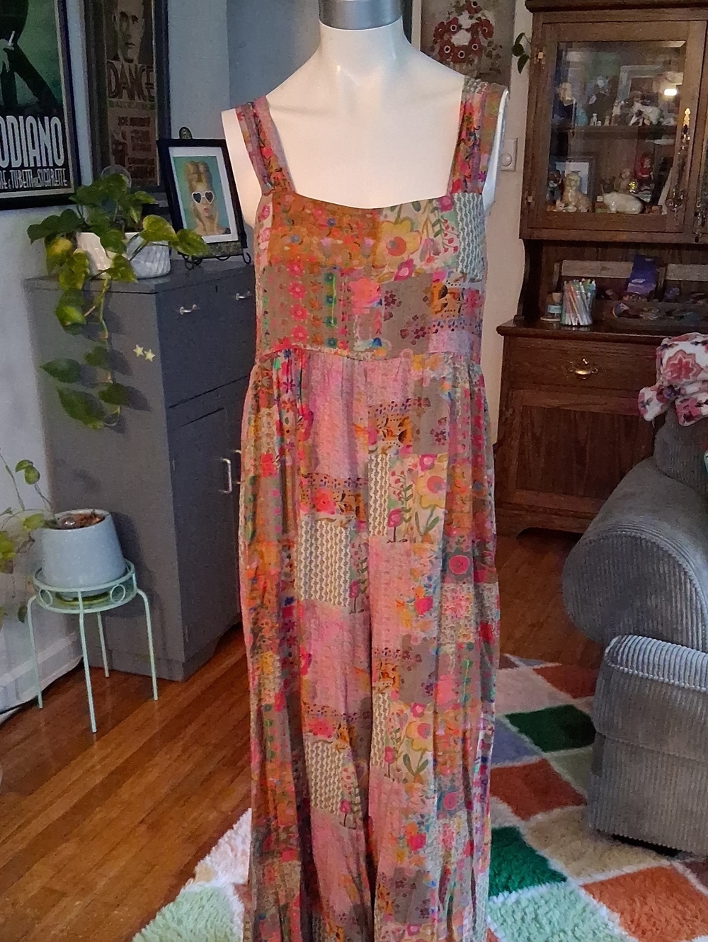 NATURAL LIFE Multicolor Patchwork Jumpsuit in Pink and Orange, Medium, NWOTs!
